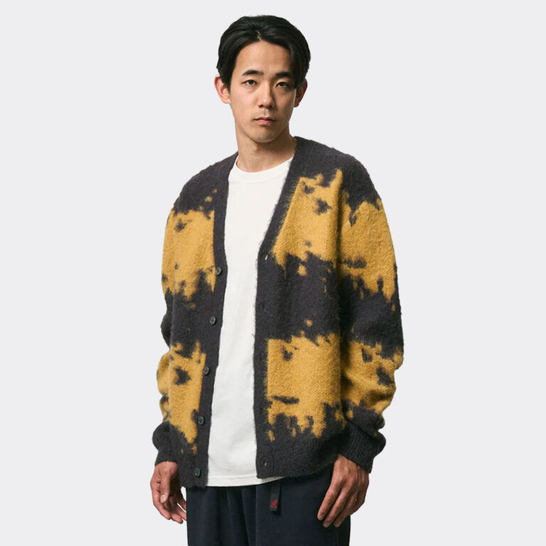 gramicci-mohair-splatter-cardigan-g6fm-j038-sfsp-safron-splatter